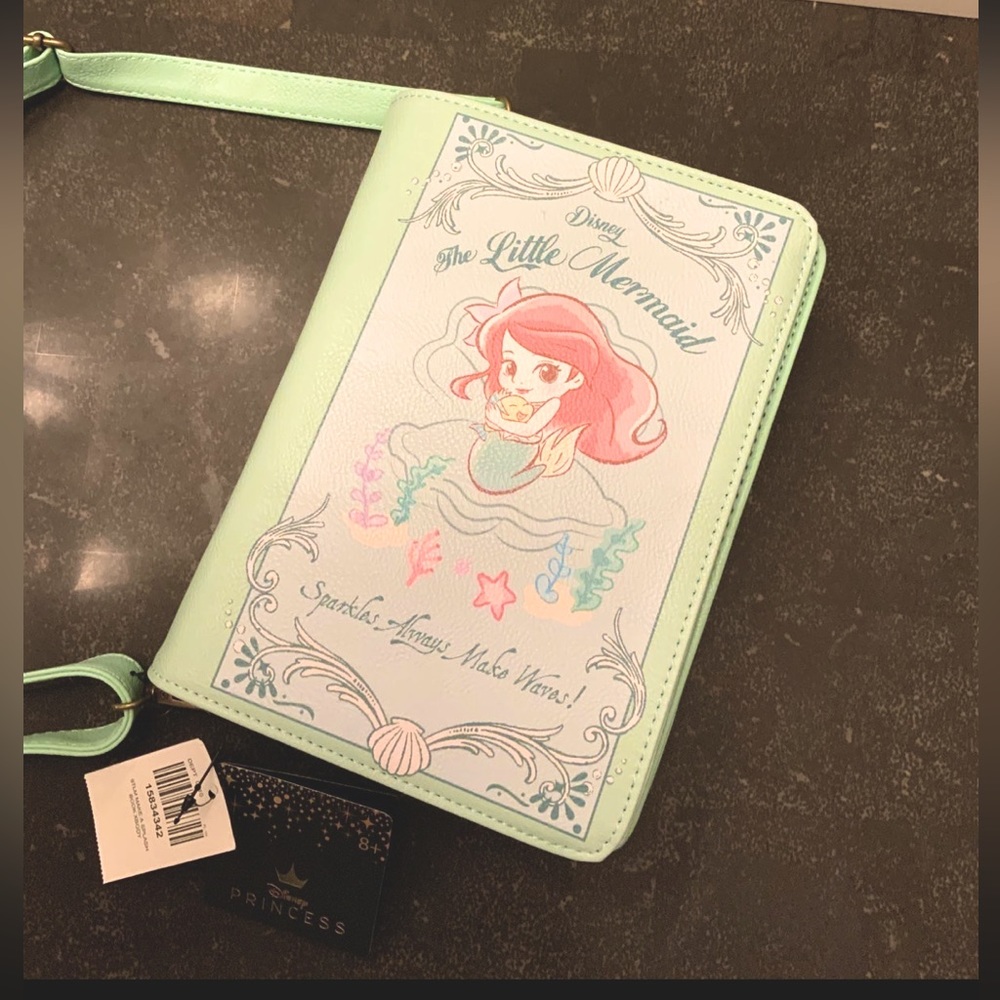 Loungefly x Disney The Little Mermaid Chibi Ariel Book Cover Crossbody Bag